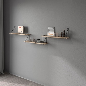 Полка с полкодержателями COFFEE SH4-ROD/BAR, дуб сонома светлый, 1780х166х392 мм